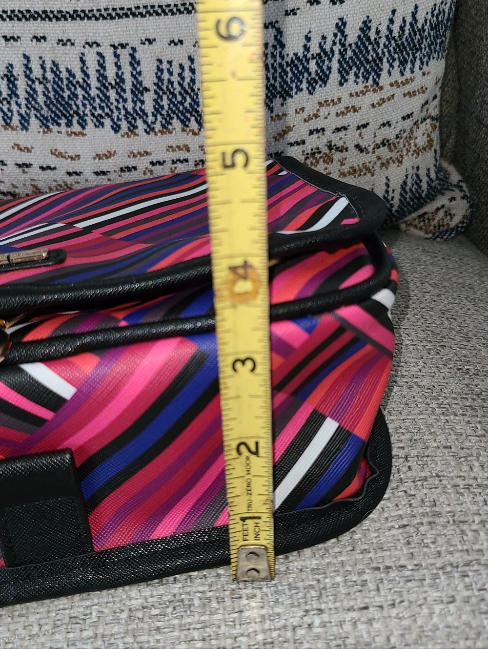 Trina Turk Striped Pink Multi Travel Cosmetic Case with Handle - Picture 10 of 10